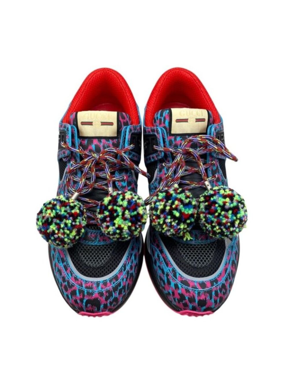 Gucci Sneakers Ultra Space 9 Sizes Logo Leopard Print Multicolor Blue - Picture 5 of 10